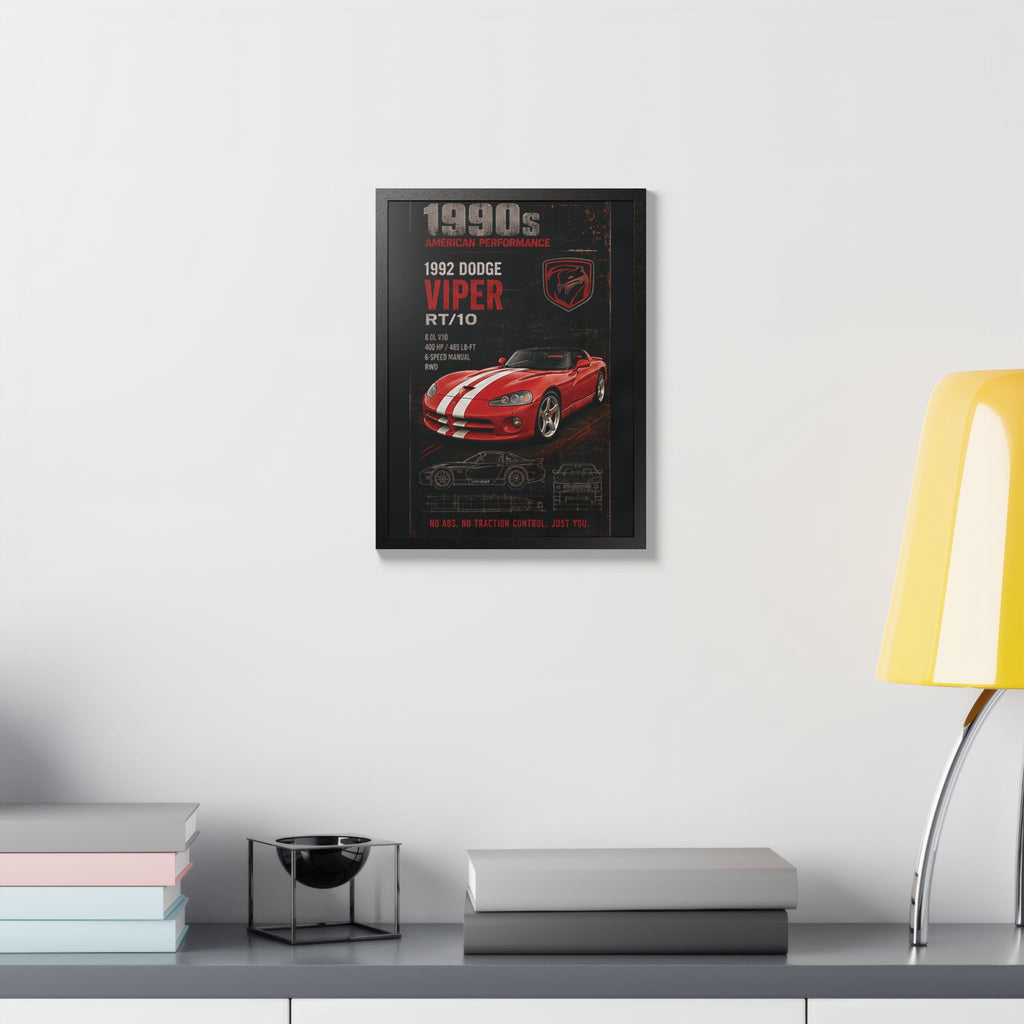 1992 Dodge Viper RT/10 Framed Poster — 1990s Muscle Car Wall Art