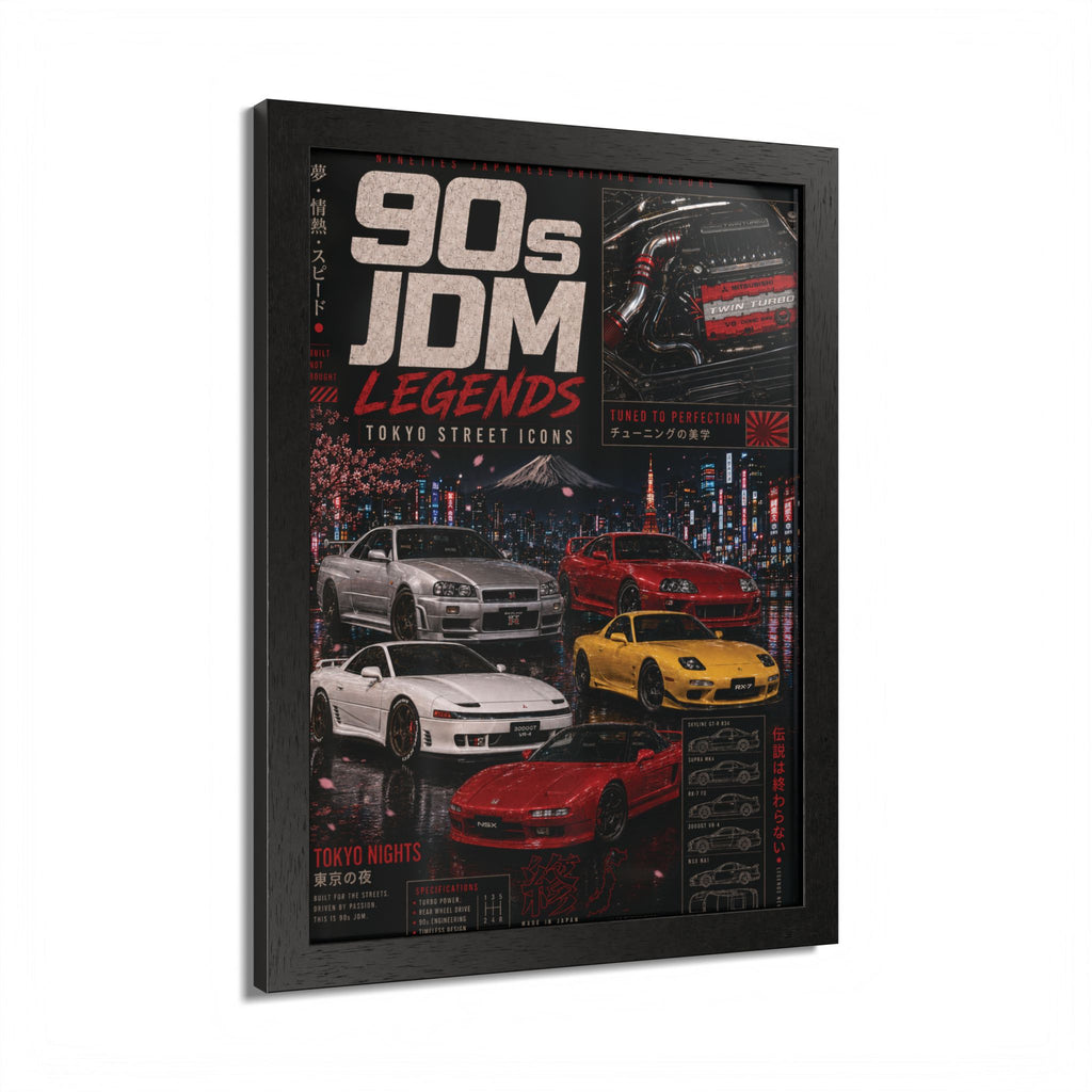 90s JDM Legends Framed Poster — Tokyo Street Icons Car Print