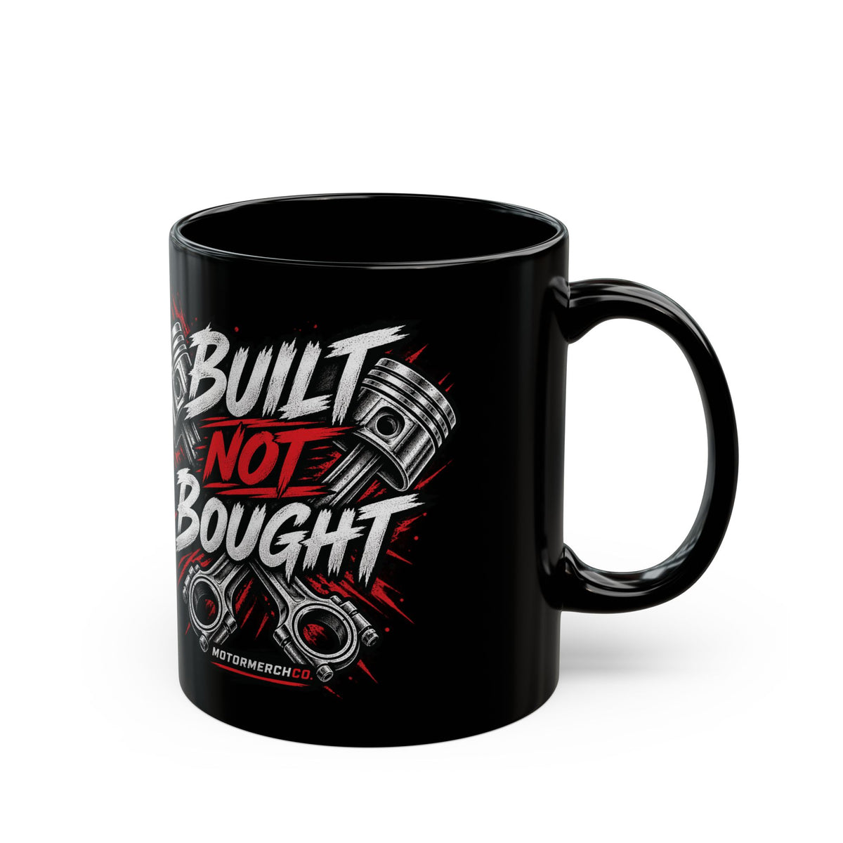 Built Not Bought Mug — Black Automotive Engine Coffee Cup (11oz/15oz)