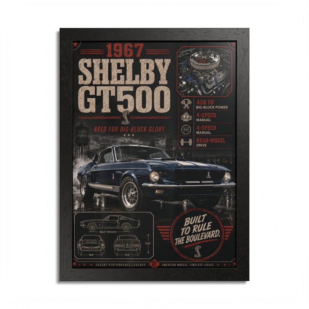 1967 Shelby GT500 Vintage Car Poster