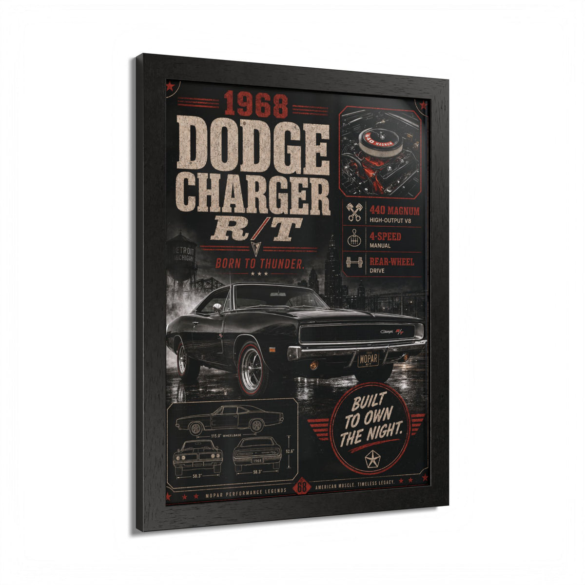 1968 Dodge Charger R/T Framed Poster