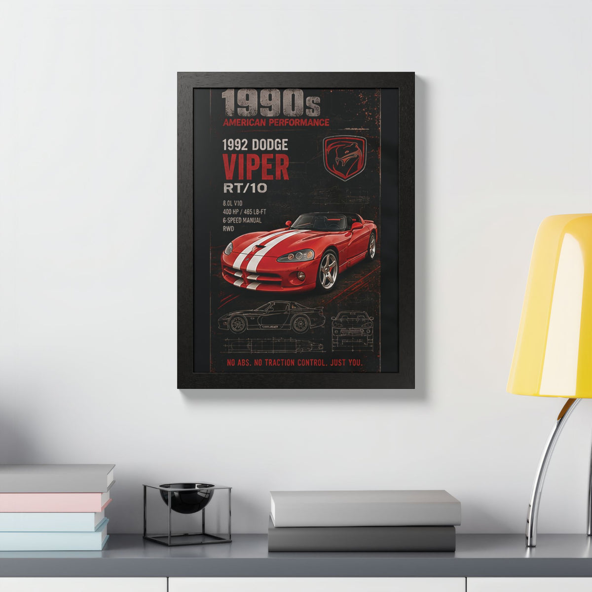 1992 Dodge Viper RT/10 Framed Poster — 1990s Muscle Car Wall Art