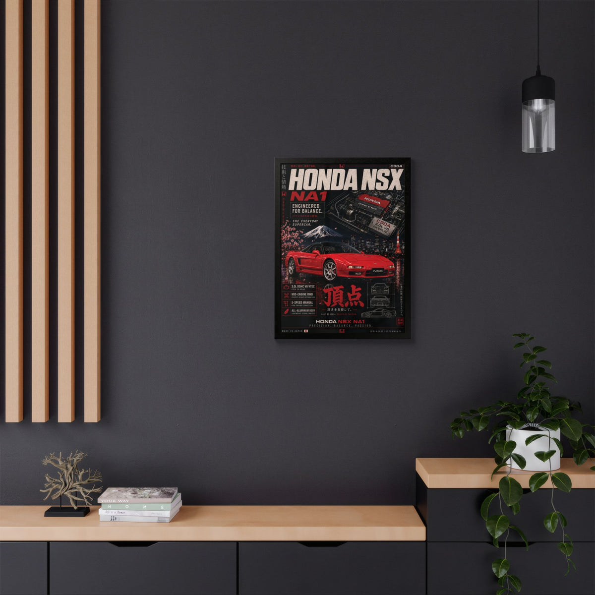 Honda NSX NA1 Framed Poster — Vintage Japanese Supercar Print