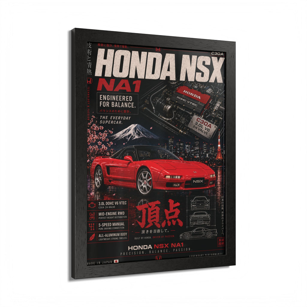 Honda NSX NA1 Framed Poster — Vintage Japanese Supercar Print
