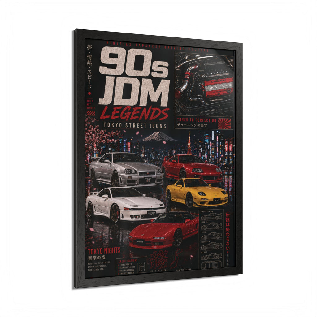 90s JDM Legends Framed Poster — Tokyo Street Icons Car Print