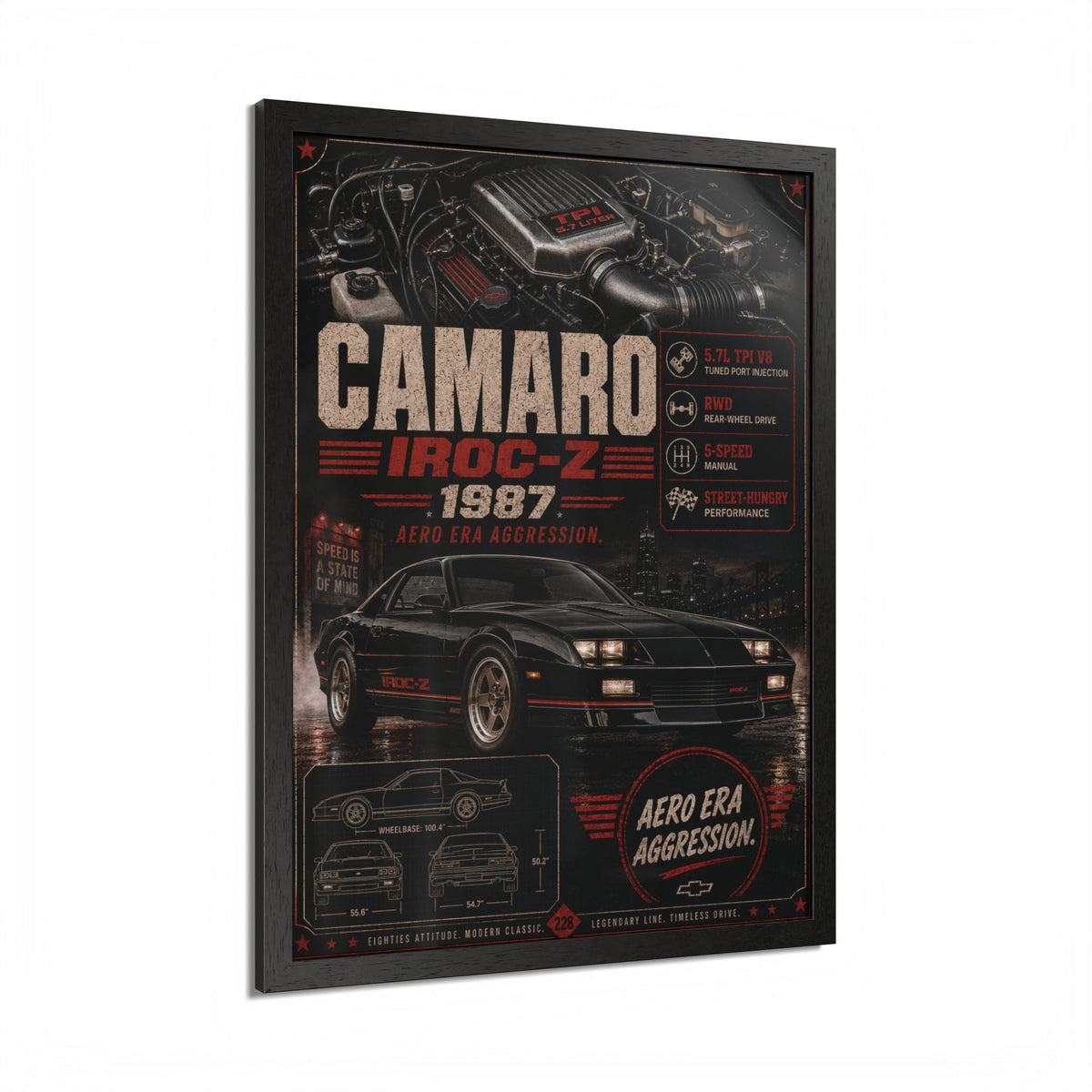 Camaro IROC‑Z 1987 Framed Poster