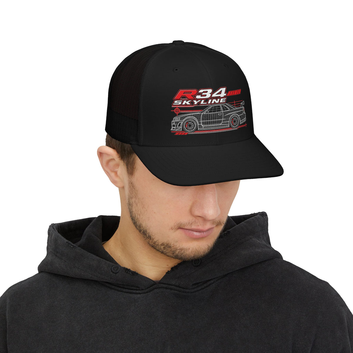 R34 Skyline Snapback Trucker Hat