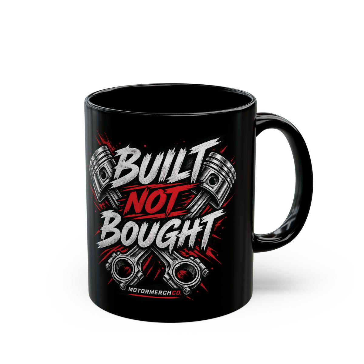 Built Not Bought Mug — Black Automotive Engine Coffee Cup (11oz/15oz)