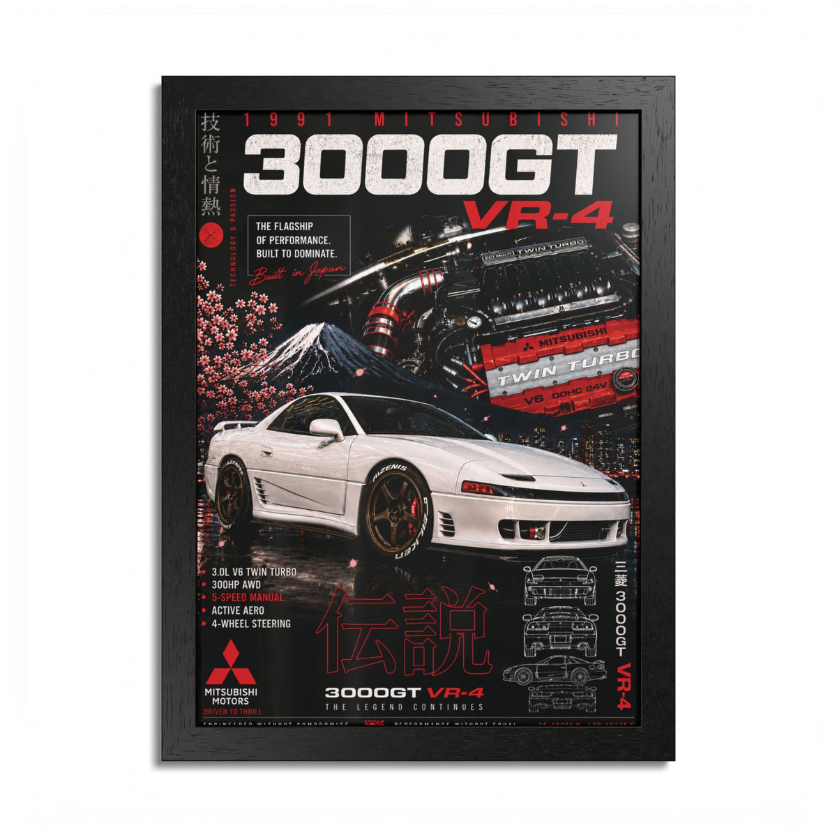 1991 3000GT VR-4 Framed Garage Art