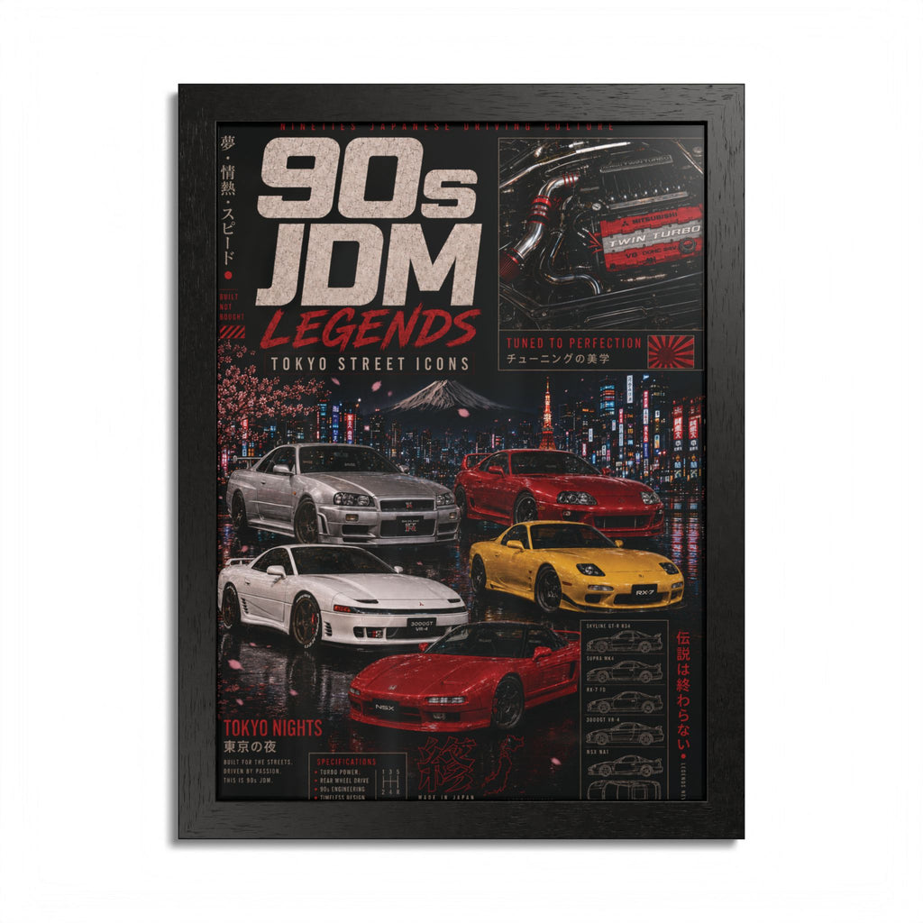 90s JDM Legends Framed Poster — Tokyo Street Icons Car Print