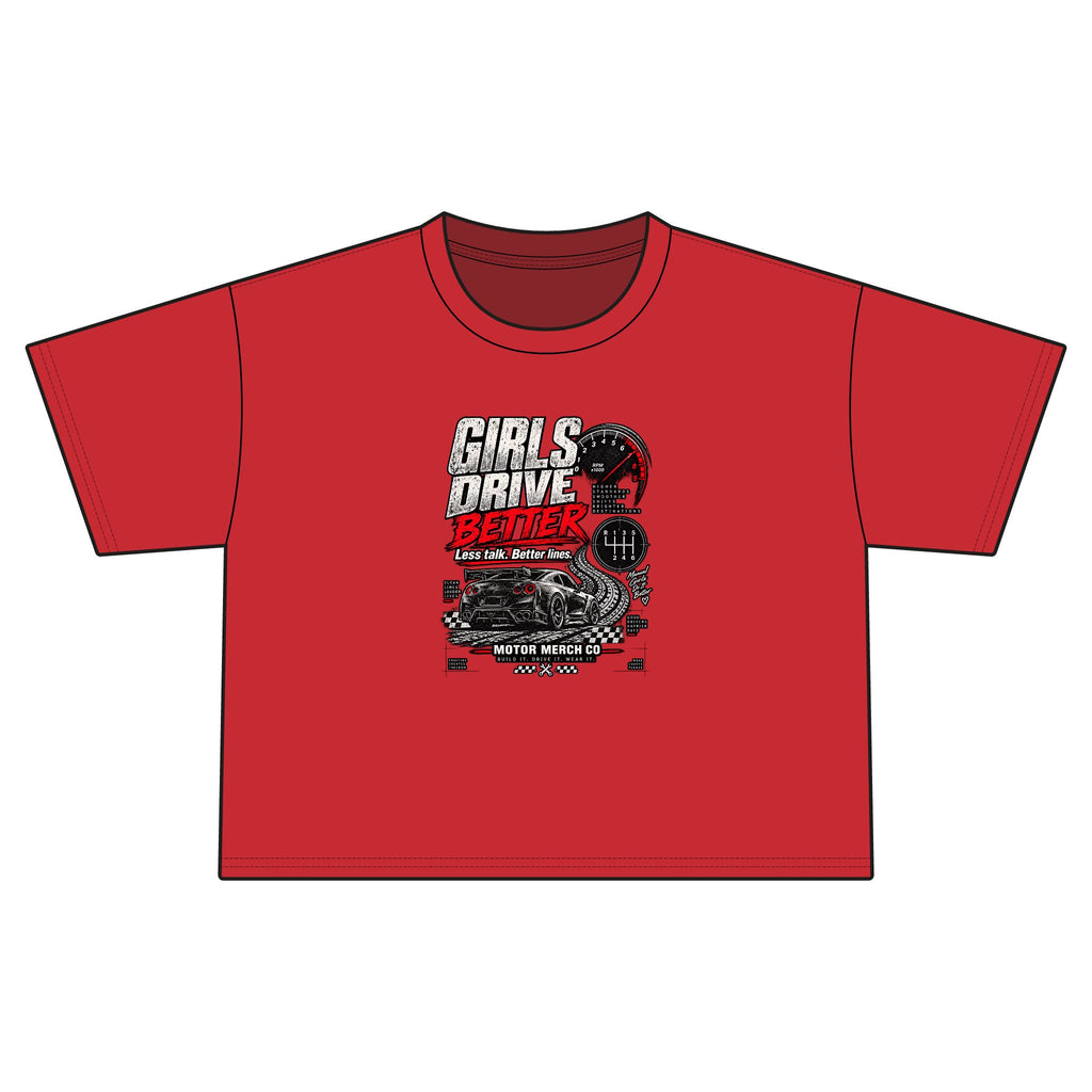 Girls Drive Better Racer Cropped Tee