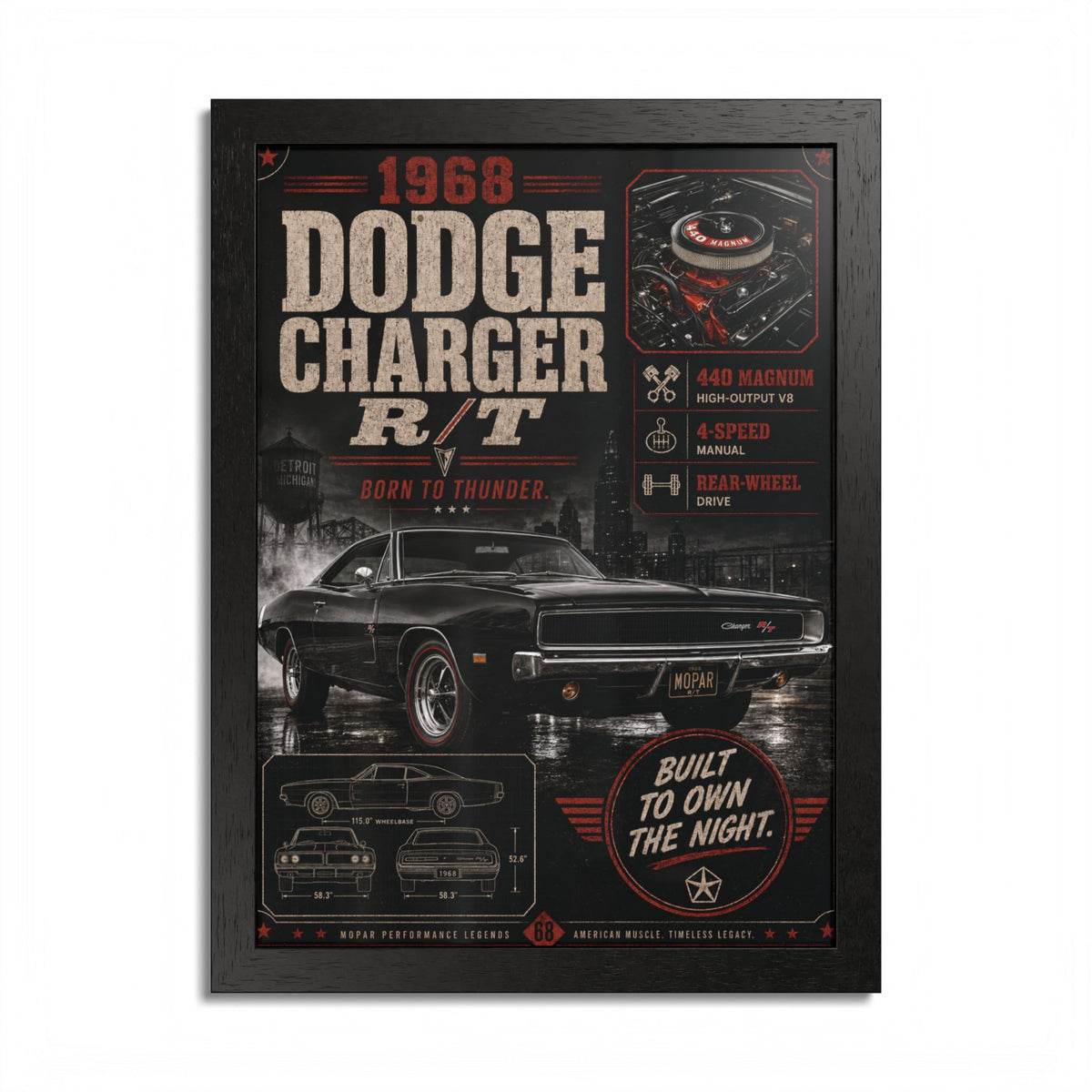 1968 Dodge Charger R/T Framed Poster