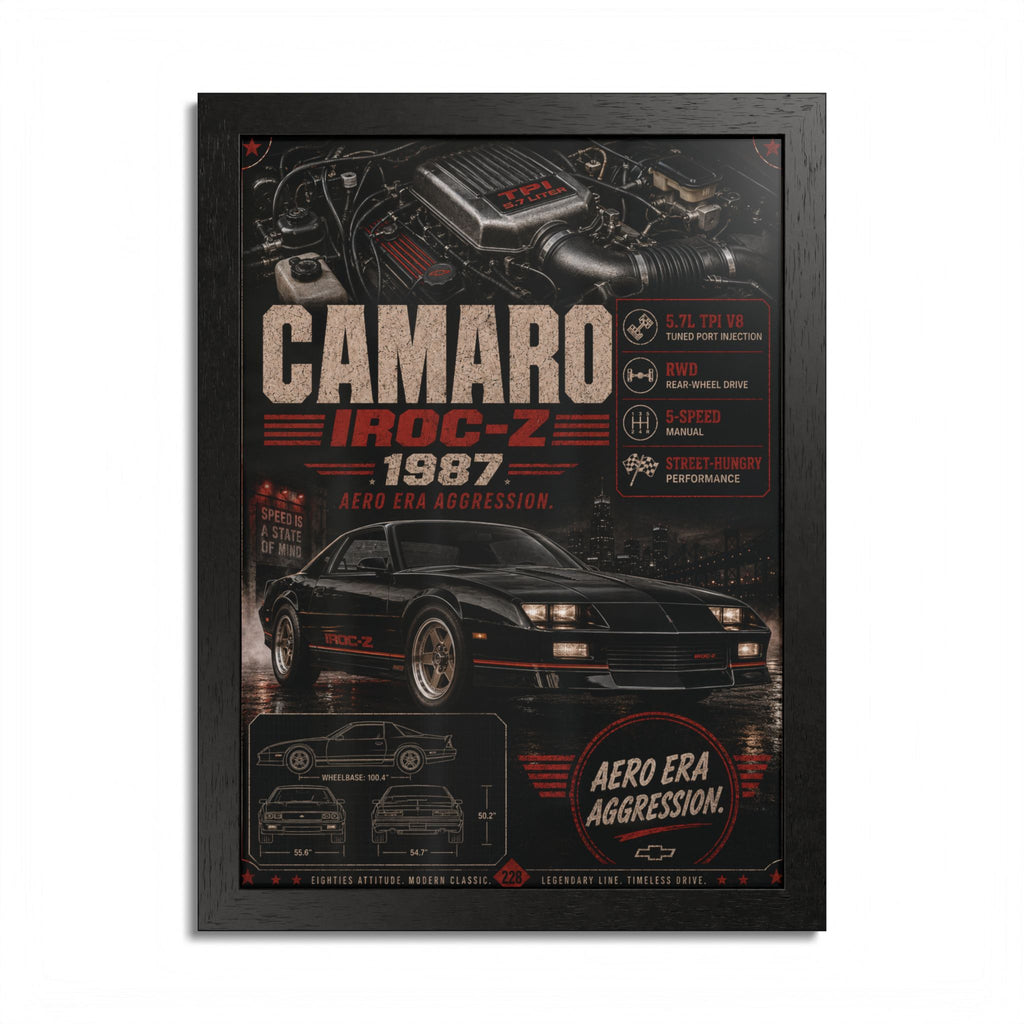 Camaro IROC‑Z 1987 Framed Poster