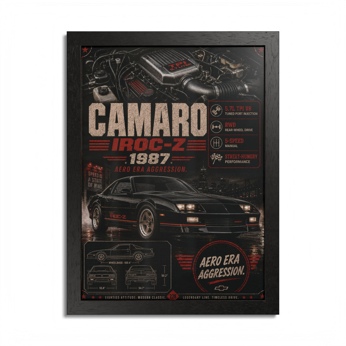 Camaro IROC‑Z 1987 Framed Poster