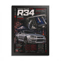 R34 Skyline GT-R Poster — Framed JDM Car Print