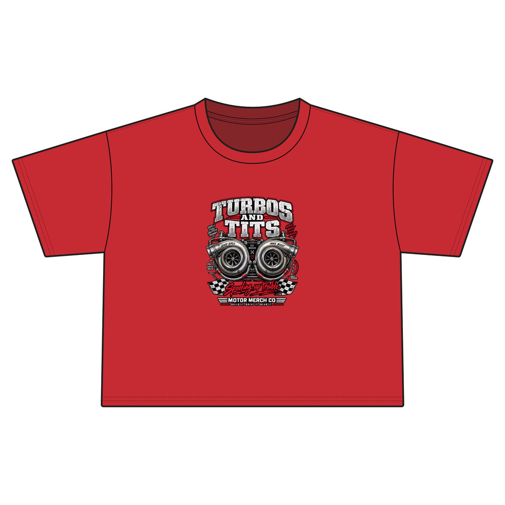 Turbos & Tits Graphic Cropped Tee