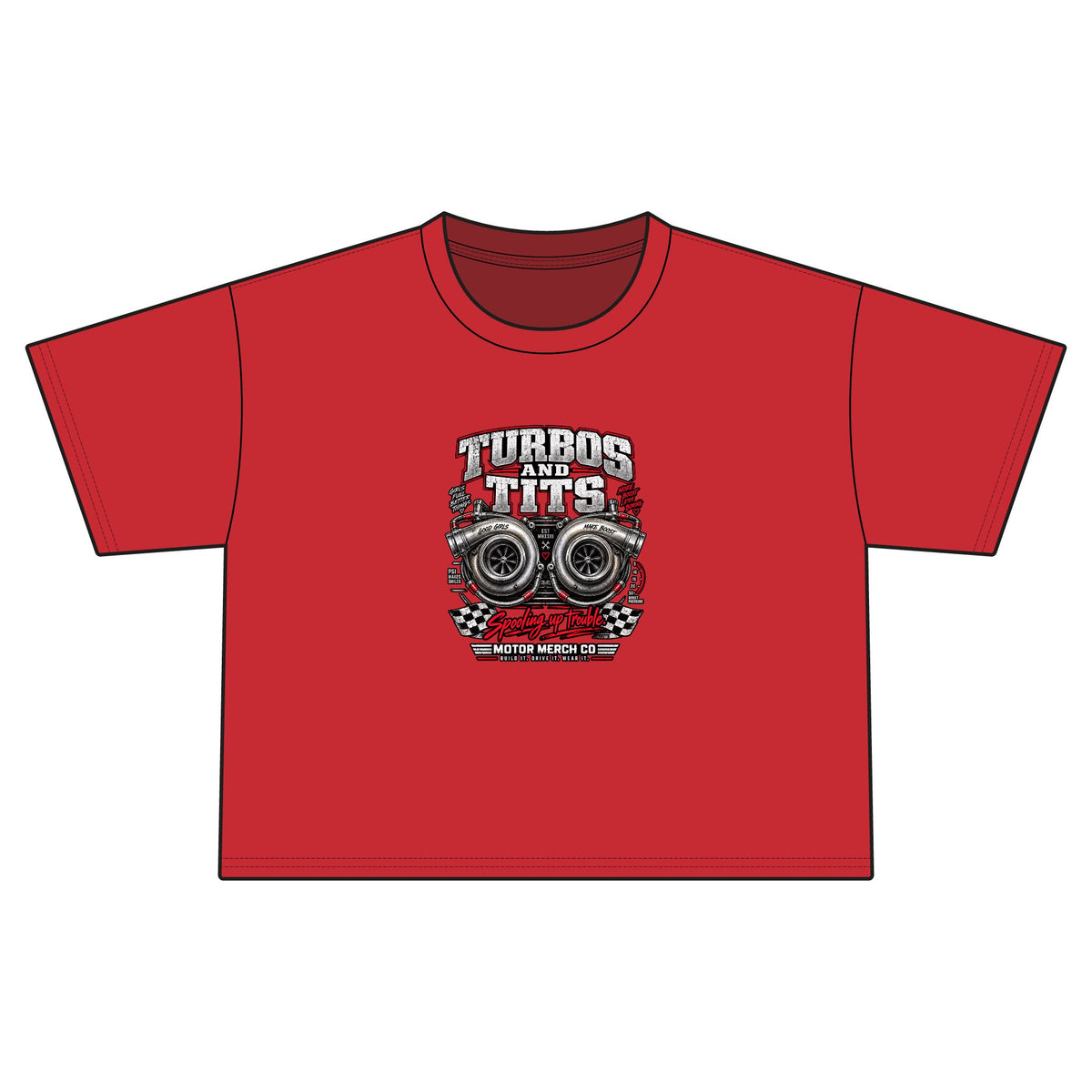 Turbos & Tits Graphic Cropped Tee