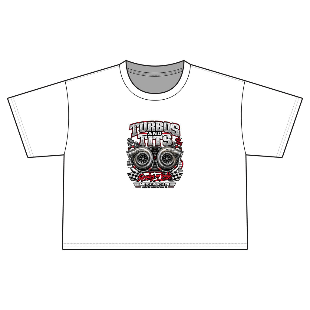Turbos & Tits Graphic Cropped Tee