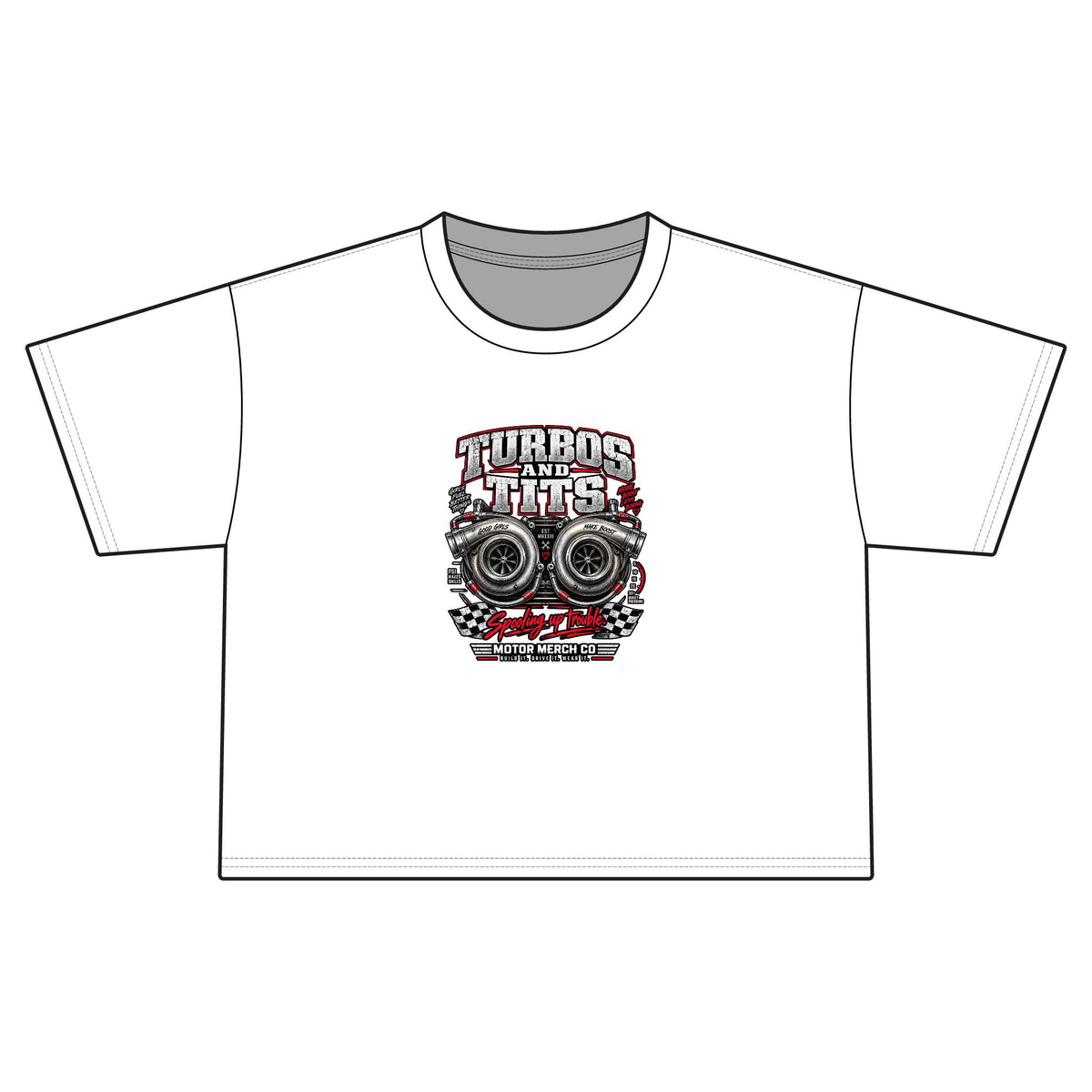 Turbos & Tits Graphic Cropped Tee