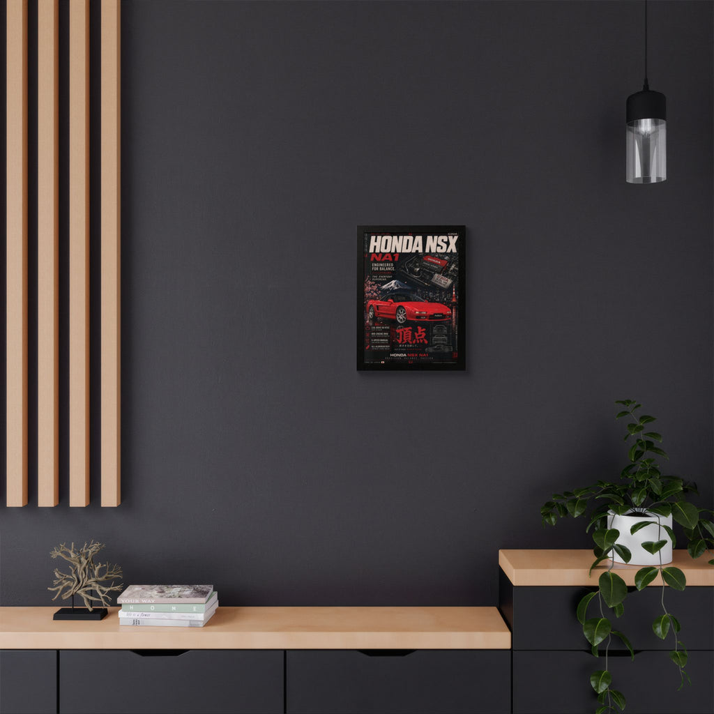 Honda NSX NA1 Framed Poster — Red Sports Car Vintage Racing Print