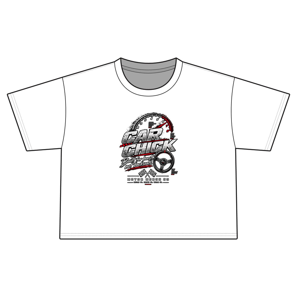 Car Chick Racing Graphic Cropped Tee