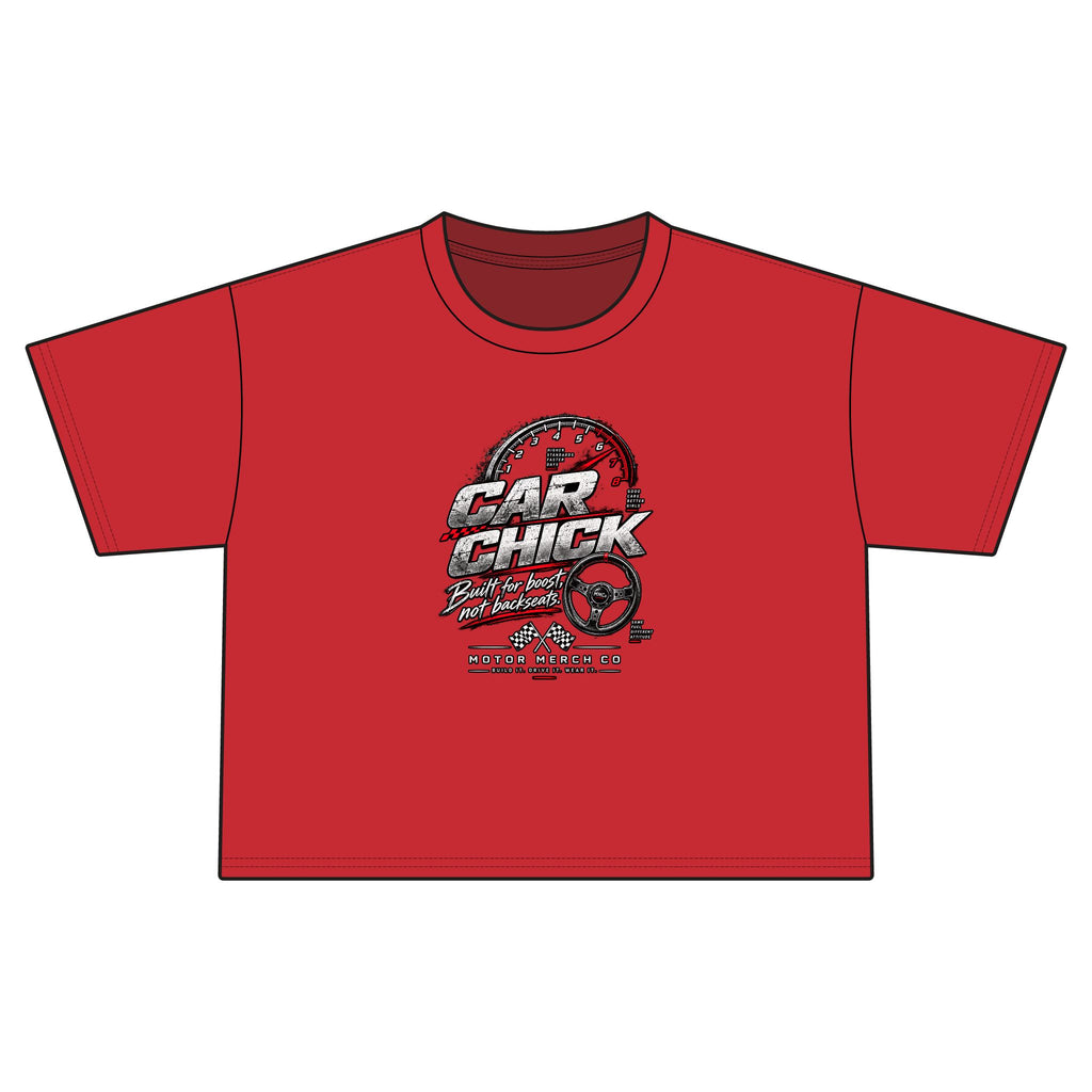 Car Chick Racing Graphic Cropped Tee