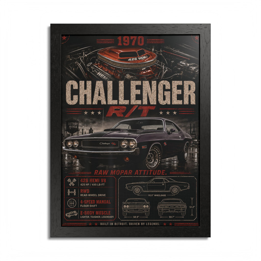 1970 Challenger R/T Framed Poster