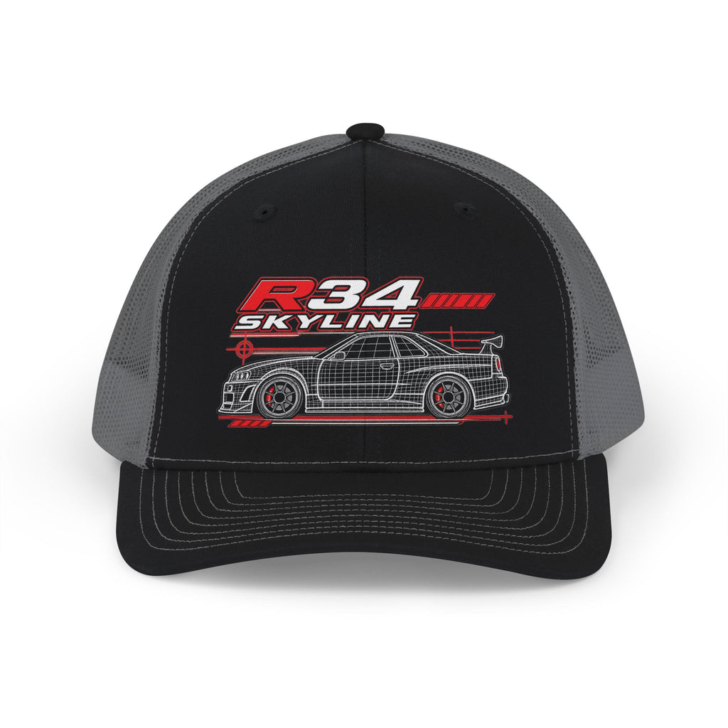 R34 Skyline Snapback Trucker Hat