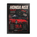 Honda NSX NA1 Framed Poster — Red Sports Car Vintage Racing Print